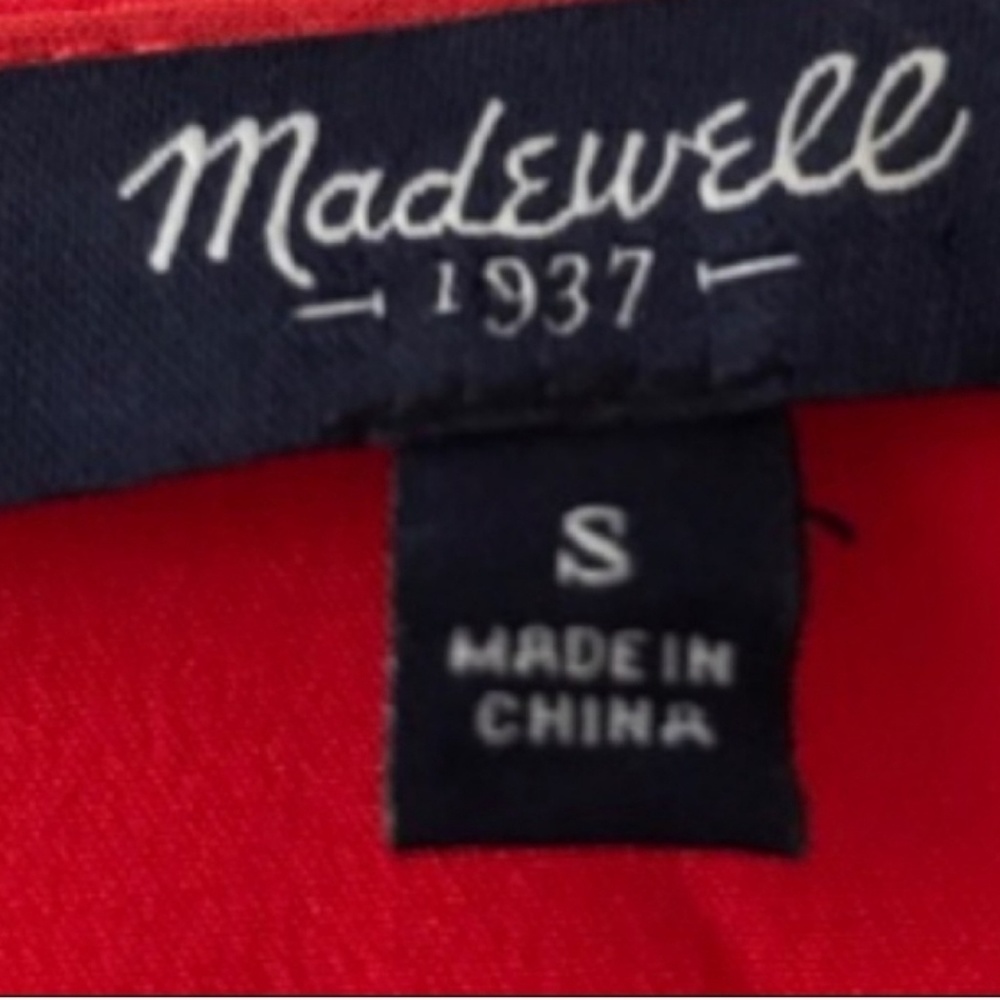 Madewell Retrospect Solid Red 100% Silk Blouse Szs - image 7